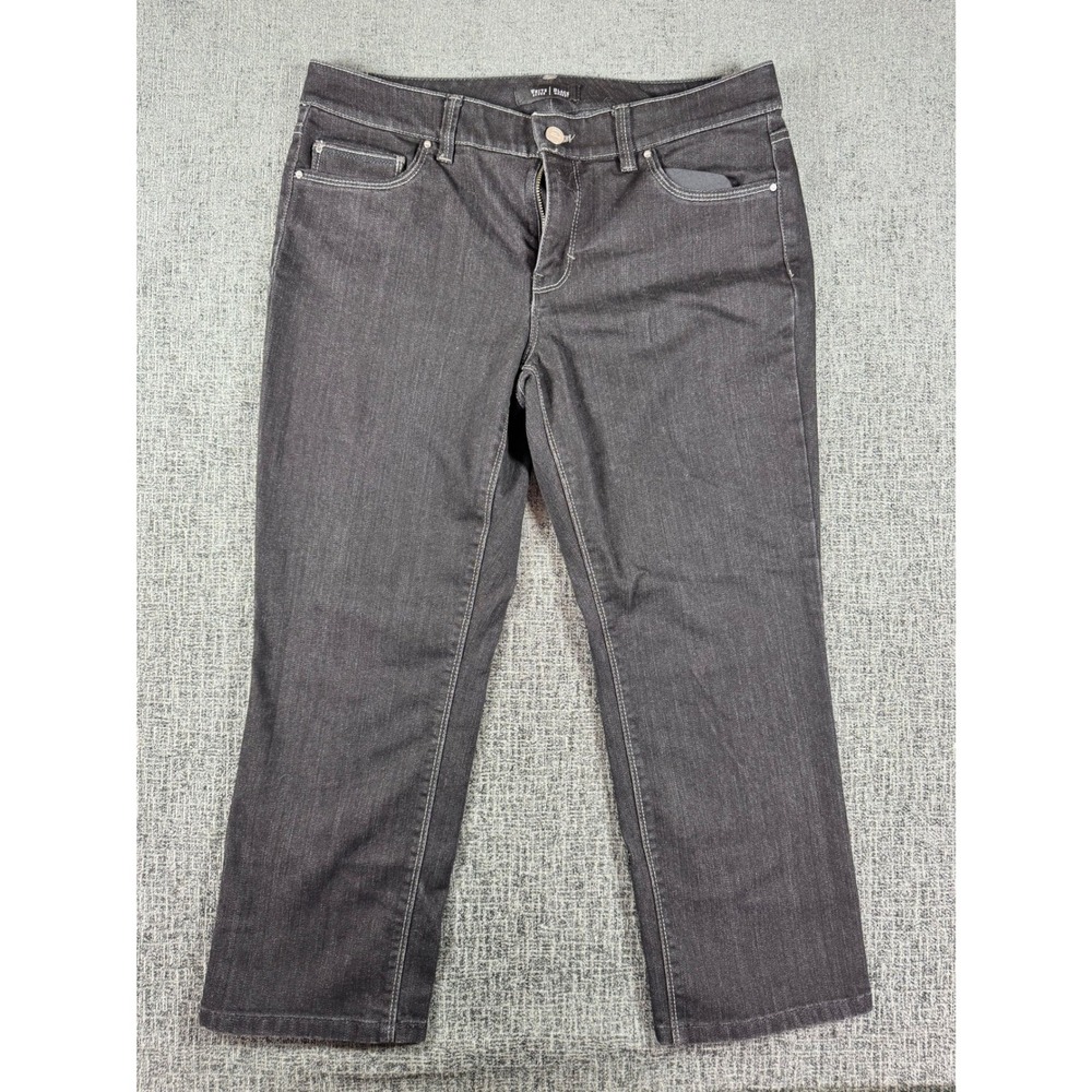 White House Black Market Blanc Jeans Womens 10 Grey Cropped Straight Leg Denim